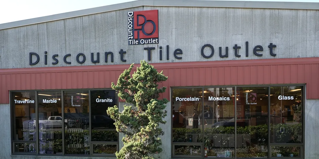 The Discount Tile Outlet storefront: the DO logo, the Discount Tile Outlet sign and the showroom windows